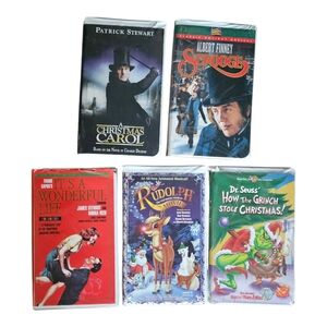 Lot Of 5 Christmas VHS Scrooge A Christmas Carol It's A Wonderful Life Grinch